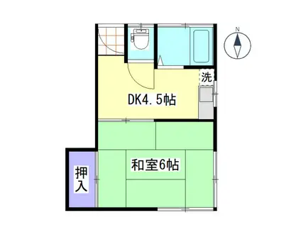 泉幸荘(1DK/2階)の間取り写真