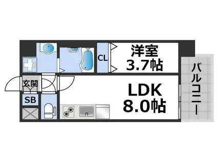 アプリーレ阿波座南(1LDK/8階)の間取り写真