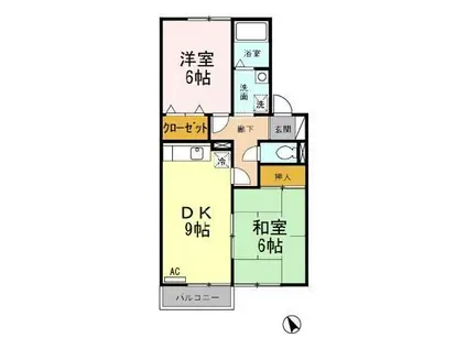 セジュール佐賀(2DK/2階)の間取り写真