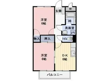 サンライズうえだ(2DK/2階)の間取り写真