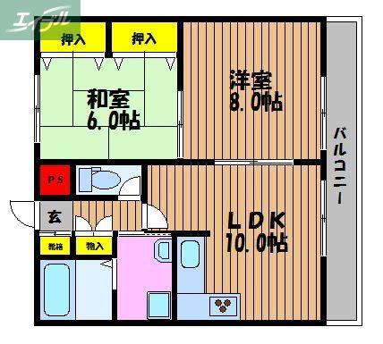 メゾンタイショウ3(2LDK/3階)の間取り写真