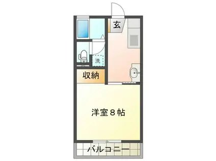 ハイツ山の手(1K/1階)の間取り写真