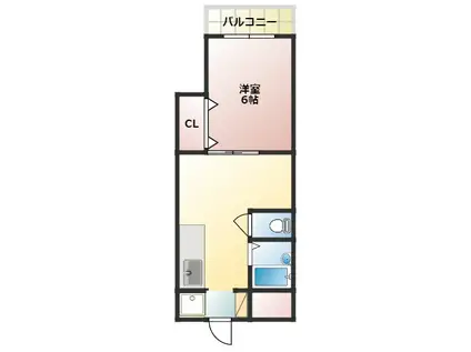 通眞ヨシエプラザ(1DK/3階)の間取り写真