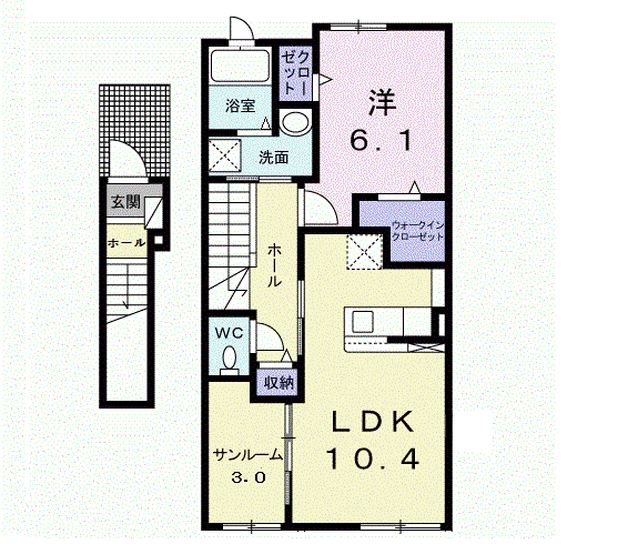 フィオーレ 櫻(1LDK/2階)の間取り写真