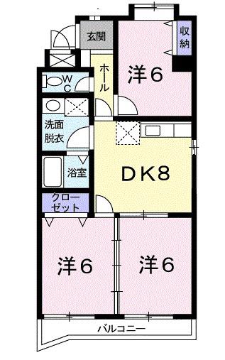 ソシエ221(3DK/4階)の間取り写真