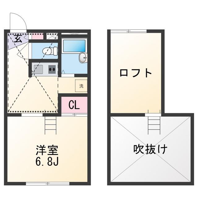 ソフィア紀伊(1K/2階)の間取り写真