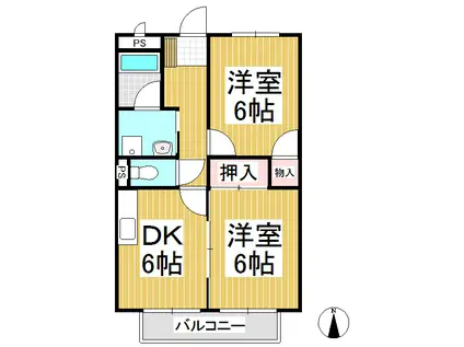 サープラスエメラルド高柳(2DK/1階)の間取り写真