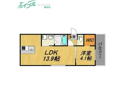 N51 APARTMENT桑名(1LDK/1階)の間取り写真