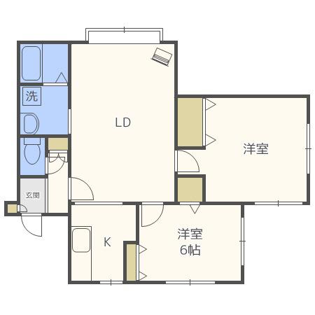 サンエー65(2LDK/3階)の間取り写真