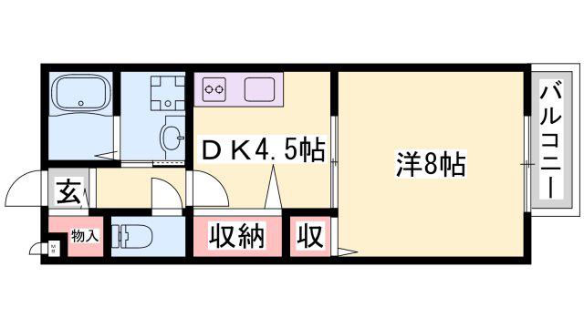 ハイツひまわり(1DK/1階)の間取り写真