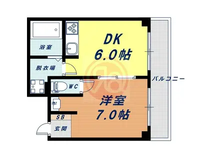 TKホーム(1DK/4階)の間取り写真