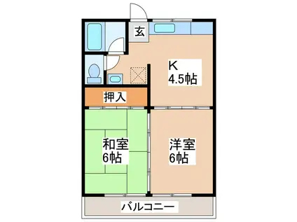 ロイヤルハイツT&T I(2K/2階)の間取り写真