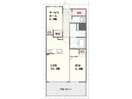 レーベン姫路本町(1SLDK/4階)の間取り写真