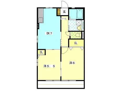 ショコラB(2DK/1階)の間取り写真