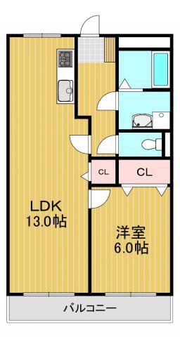 レジデンスサカタ(1LDK/2階)の間取り写真