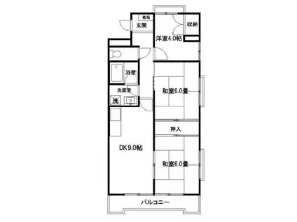 平和マンション(3DK/4階)の間取り写真