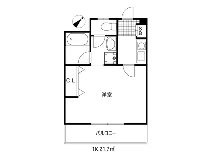 マイコート六甲Ⅱ(1K/2階)の間取り写真