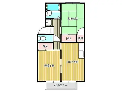 コーポソルト(2DK/1階)の間取り写真