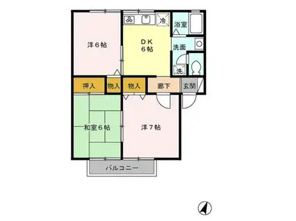 サウスメゾンA(3DK/1階)の間取り写真