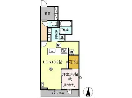 O・フレア A棟(1LDK/1階)の間取り写真