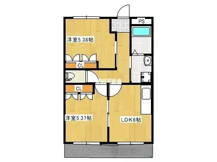 グランティス大晴II(2DK/2階)の間取り写真