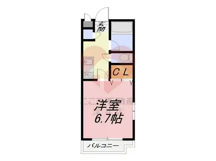 ラ・ルミエール(1K/1階)の間取り写真