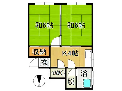 第二太田アパート(2K/2階)の間取り写真