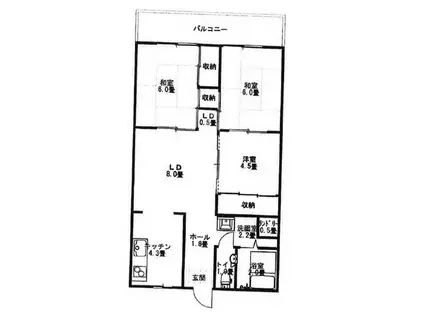 第1コーポ谷浦(3LDK/3階)の間取り写真