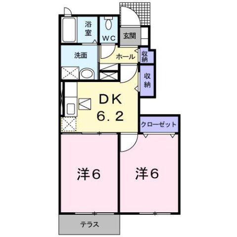 ブライトメアリーII(2DK/1階)の間取り写真