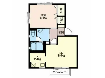 カーサ・F(1LDK/2階)の間取り写真