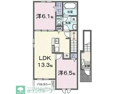 花崎北2丁目アパート(2LDK/2階)の間取り写真
