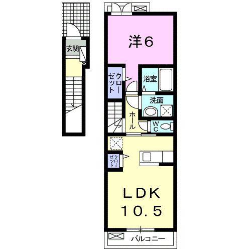 PINE BREEZE壱番館(1LDK/2階)の間取り写真