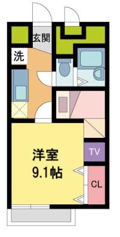 レオパレス月見橋(1K/2階)の間取り写真