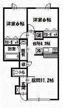 ラ・マトリスIII(2LDK/1階)の間取り写真
