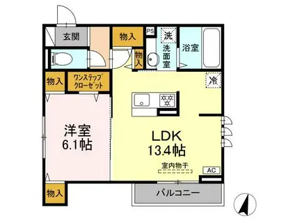 パルボヌール(1LDK/2階)の間取り写真