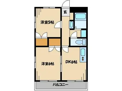 レオパレス城北B 9872(2DK/3階)の間取り写真