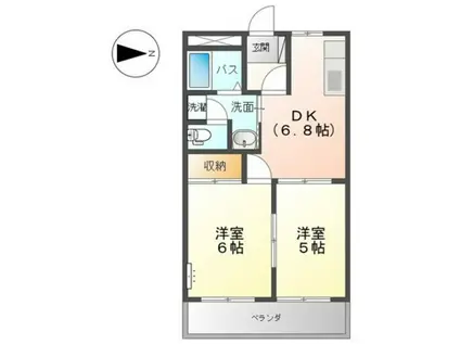 プレッソ・リーヴァII(2DK/2階)の間取り写真