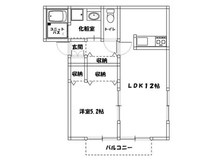イーストパークB(1LDK/1階)の間取り写真