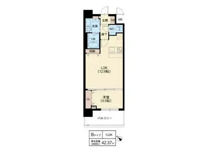 スプランディッド中百舌鳥(1LDK/3階)の間取り写真
