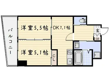 S-FORT小倉(2DK/6階)の間取り写真