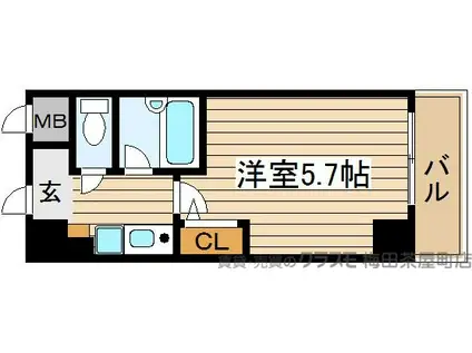 プレサンス天満(1K/9階)の間取り写真