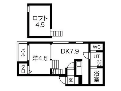プランドール名駅北(1LDK/1階)の間取り写真