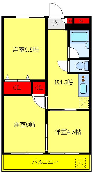 赤羽ハイコーポ(3K/7階)の間取り写真