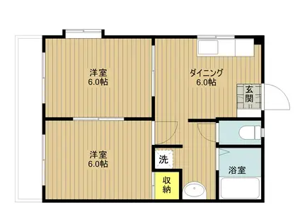 コーポベルシップ(2DK/1階)の間取り写真