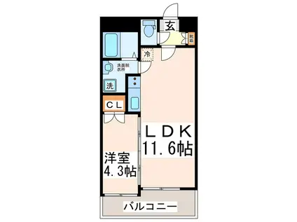 ラ・カーサ神水(1LDK/6階)の間取り写真