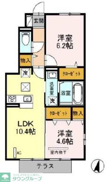 グランデⅡ(2LDK/1階)の間取り写真