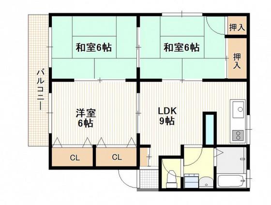 グランデージKM B棟(3LDK/1階)の間取り写真