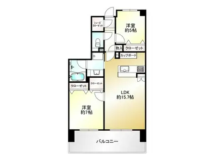 オーヴィジョン上熊本II 1403号(2LDK/14階)の間取り写真