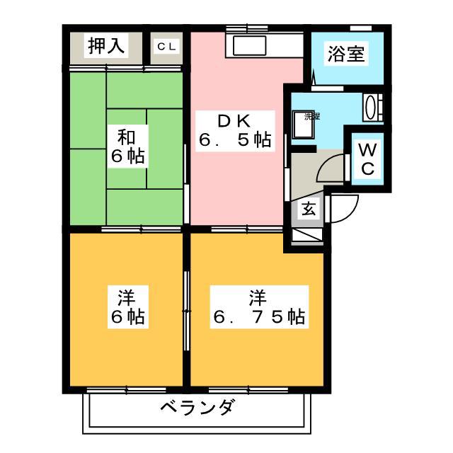ピーチピットB(3DK/2階)の間取り写真