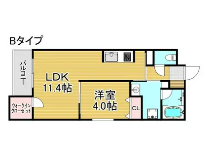 ウェルスクエア帝塚山(1LDK/3階)の間取り写真